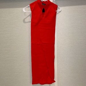 CORAL COLOR- BEBE RIBBED TANK DRESS